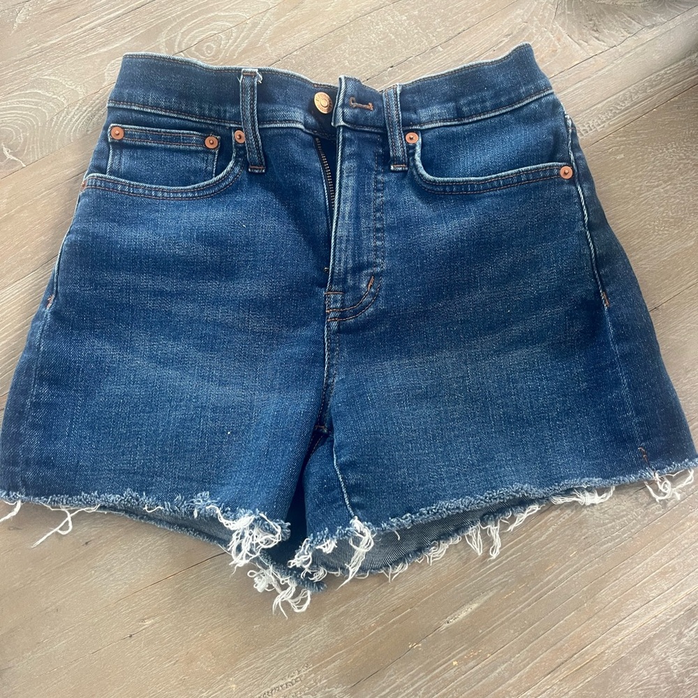 Madewell High Rise Denim Frayed Edge Jean Shorts Sz 25